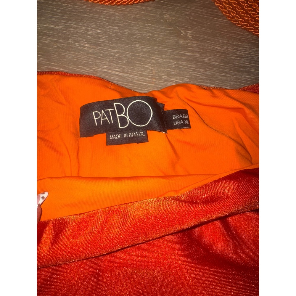 PatBO Burnt Orange Rope Textured Bikini Set High Waist Gold Buckle USA XL - Picture 7 of 9